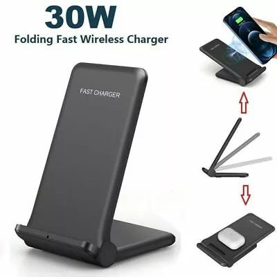 30W Fast Wireless Charger Stand Dock Pad For IPhone 14 13 Pro 12 Samsung S22 S23 • £12.99