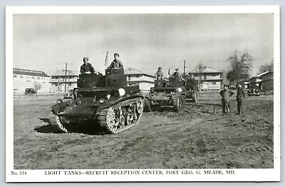 Maryland Fort Geo G. Meade Light Tanks Recruit Reception Vintage Postcard • $6.75