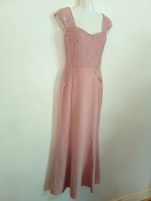 Quiz Elegant Dusty Pink Lace Dress Size 10 • £14.99