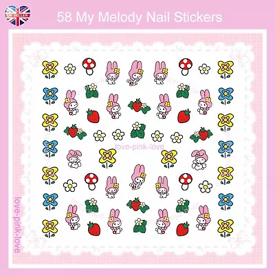 🌸 MY MELODY SANRIO 58 3D Nail Art Stickers Decals Transfers Kawaii UK SELLER 🌸 • £2.50