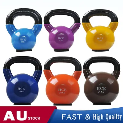 Multi-size Solid Cast Iron Vinyl Coated Kettlebells Fitness Strength Dumbbells • $25.45