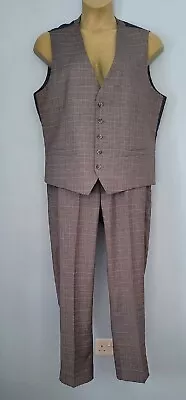 Taylor & Wright 2 Piece Trouser & Waistcoat Set XL  34s Regular Grey Black Mauve • £25