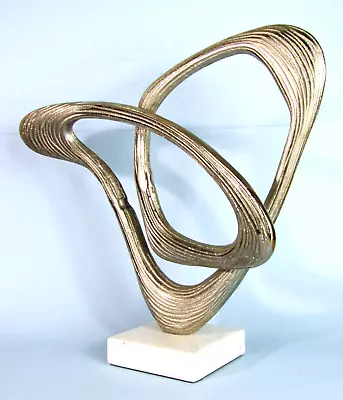 Mid-century Modern Abstract Silver Metal Sculpture Infinity Loop Geometric Art • $131.75