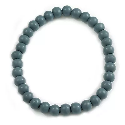 15mm/Unisex/Men/Women Grey Bead Wood Flex Necklace - 44cm L • £14.90