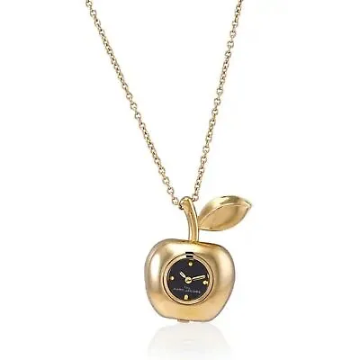 Marc Jacobs Quartz Black Dial The Bauble Apple Pendant Necklace Watch New In Box • $125