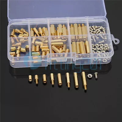 120PCS Brass Standoffs M3 Hex Nuts Screws Spacer PCB Assortment Kit Set W/ Case • $7.28