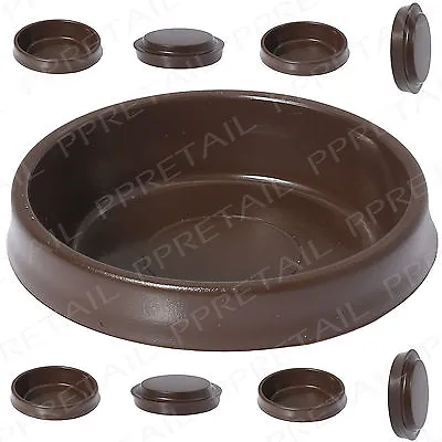 £7.47 • Buy 8 X BROWN CASTOR CUPS Chair/Sofa/Table Furniture Protectors Carpet/Floor LARGE