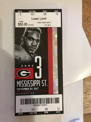 2017 Georgia Bulldogs Vs Mississippi State College Football Ticket Stub 9/23 • $2.97