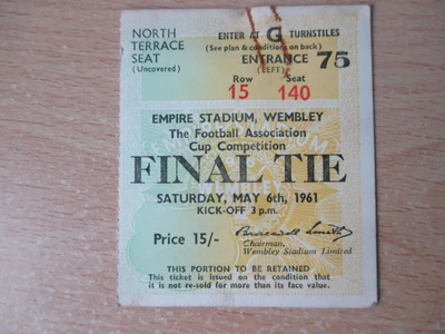 £4 • Buy Tottenham V Leicester 1961 FA Cup Final Orig Ticket Spurs Double Season 1960/61