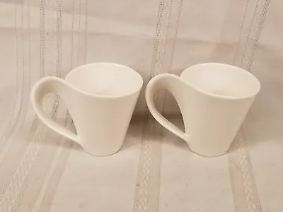 2 Villeroy & Boch White  New Wave  Coffee Mugs Modern Sleek 1748 Cafe • $24.44