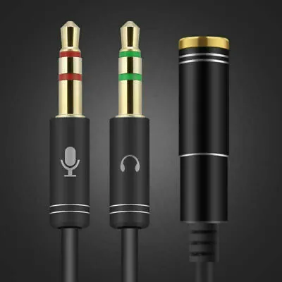 £2.98 • Buy 3.5mm Headphone Microphone Jack Splitter Cable 4 Pole Mic Adapter Male Black