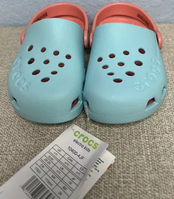 Crocs Kids Size 11 Coral Mint Slip On Clogs Electro Water Shoes Mermaid Princess • $17.22