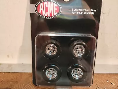 1:18 ACME DRAG OUTLAWS 5 STAR DRAG WHEEL AND TIRE SET -A1805309W - Great Pricing • $21.75