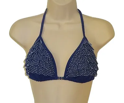 Marie Meili Blue Polka Dot Triangle Bikini Top Size S Swimsuit New • £8.65