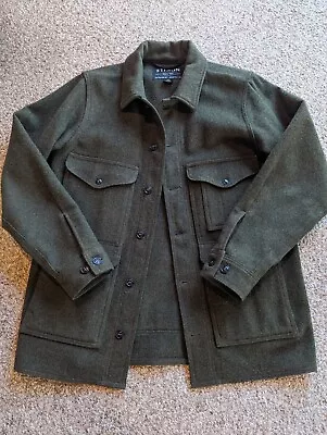 FILSON Mackinaw Wool Cruiser Forest Green Medium Long Made In The USA • $345