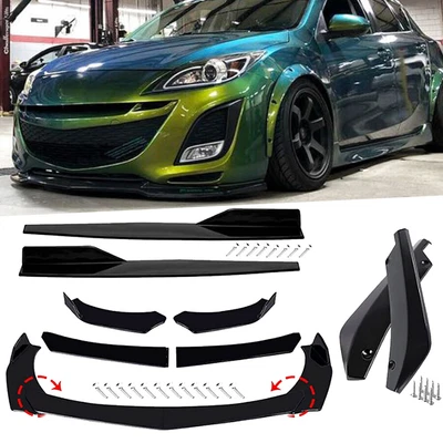 $54.99 • Buy For Mazda 2 3 5 6 Car Front Bumper Lip Spoiler Splitter Body Kit+Side Skirts US