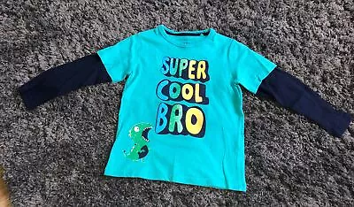 Debenhams Blue Zoo Boys Green & Navy Long Sleeved Tshirt Age 4-5 Years • £3