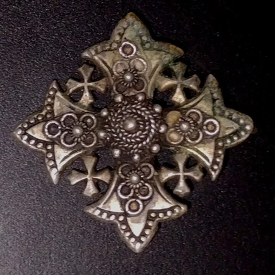 $79.99 • Buy Large Vintage Jordan Jerusalem Maltese Cross 900 Sterling Siver Pendant 