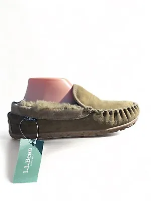 LL Bean Men's Suede Shearling Lined Moccasin Slippers Various Sizes • $20