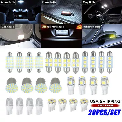 28Pcs LED Car Interior Inside Light Kit For Dome Trunk License Plate Lamp Bulbs • $5.88