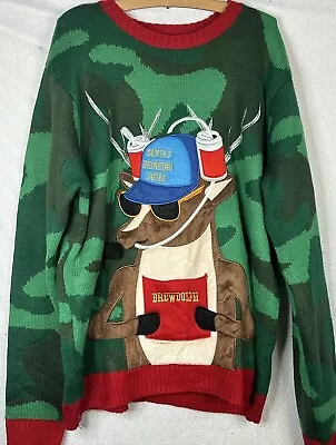 Men's XL Brewdolph Santa's Drinking Squad Ugly Christmas Sweater Blizzard Bay • $30