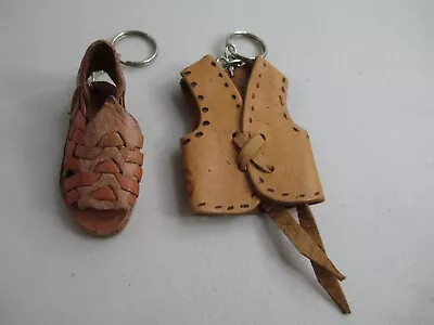 Vintage Leather Keychain Lot Of 2 Vest & Sandal Shoe Handmade  • $7.99