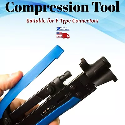 Compression Tool RG59 RG6 RG11 F Connectors Ratchet Crimper Crimping Coaxial • $17.50