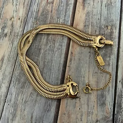 Vintage MONET Double Snake Chain Bracelet In Gold Tone Metal  • $17