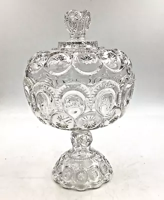 L.E Smith Gorgeous Clear Glass Moon And Stars Large Footed Compote W Lid 10.5  • $49.99
