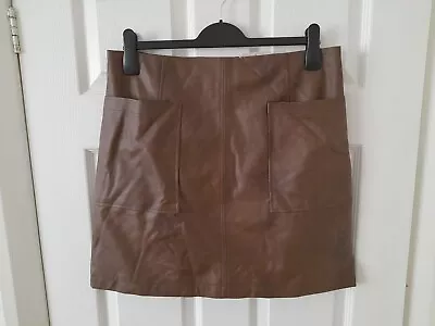 TU Woman Tan Faux Leather Women  Sort Skirt Size 14 • £12