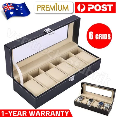 Watch Box Leather Boxes Collection Display Case Holder Organizer Jewelry Storage • $20.85