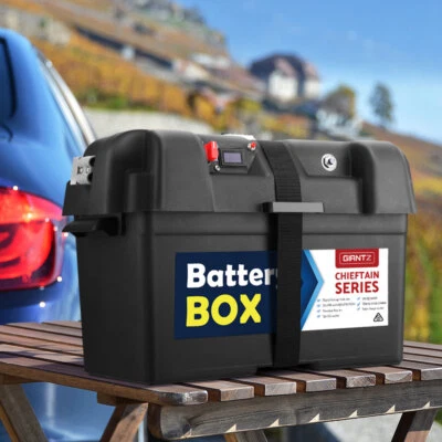 Battery Box Portable Camping 12V Deep Cycle Protective Holder 2 USB Ports Sturdy • $91.95