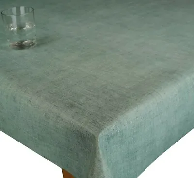 Duckegg Green  Linen Look PVC Vinyl Wipe Clean Oilcloth Tablecloth • £10.99