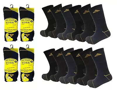 6 Pairs Mens Big Foot Heavy Duty Thick Work Boot Socks Size 11-14 Large Feet • £11.99