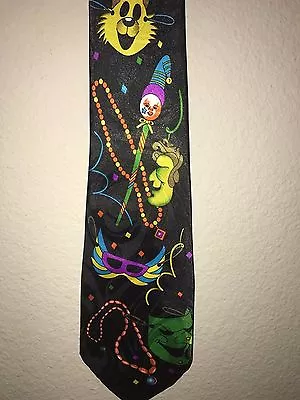 Mardi Gras Tie By Fratello - Polyester- Multi Color Masks & Accessories On Black • $14.99