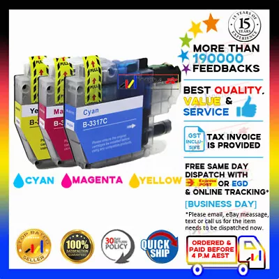 3x NoN-OEM LC3317 Colour Ink Cartridge For Brother MFC J6930dw J6730dw J6530dw • $15