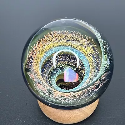 Contemporary Art Glass Marble 1.72  Sparkly Vortex W/ Opal Handmade DISCOUNTED • $119.99