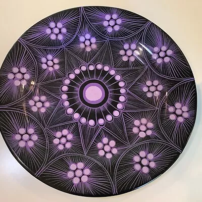 Vintage Mexican Signed 17” Purple Geometric Hanging Platter WOW • $99.99