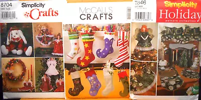 3 NEW Christmas Patterns Simplicity-8704-7846 McCalls-2991 Xmas Stockings Decor • $8.79