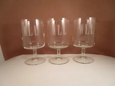 Vintage Monogram WLL Clear Glass Set Of 3 Water Goblet Wine Glasses B • $29.99