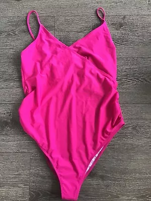 Boohoo Maternity Wrap Over Swimsuit Size 16 Hot Pink • £4