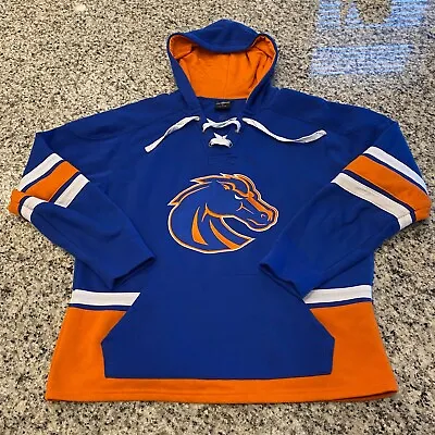 Boise State University Jersey Hockey Sz M Hooded Blue Orange Broncos Logo • $28.99