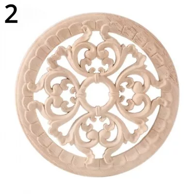 2Pcs DIY Wood Carved Corner Onlay Applique Crafts Unpainted Furniture Door Decor • $8.99