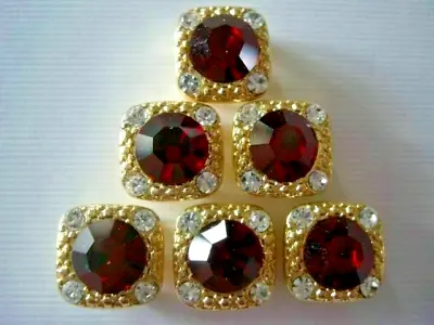 2 Hole Slider Beads Gaiety Red In Gold Crystal  #6 • $6.95