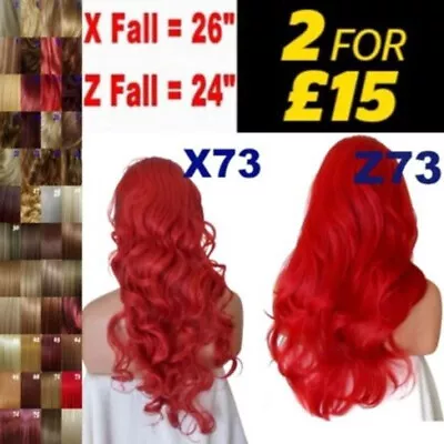 Curly Wavy Ash Light Blonde Brown Red Clip In Hair Extensions Wig Fall Half Wigs • £9.99