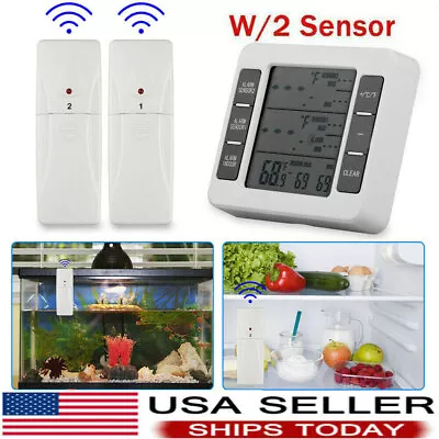 2 Sensor Wireless Digital Refrigerator Freezer Thermometer Alarm Low Temperature • $16.99