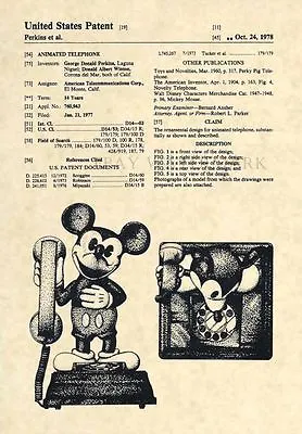 Mickey Mouse Telephone Patent Art Prints - Original Walt Disney Artwork - 265 • $12.77