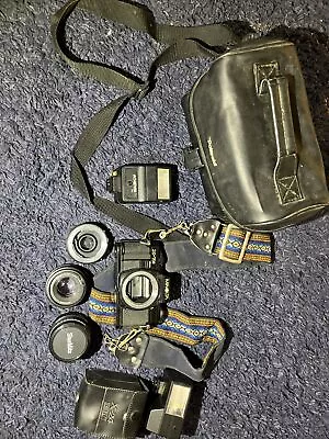 Minolta X-7A 35mm Film Camera Lot With 50mm 28mm Lens & 2 Flashes • $75