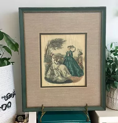 Vtg La Mode Illustree Print Signed Anais Toudouze French Fashion Wood Frame • $28.99