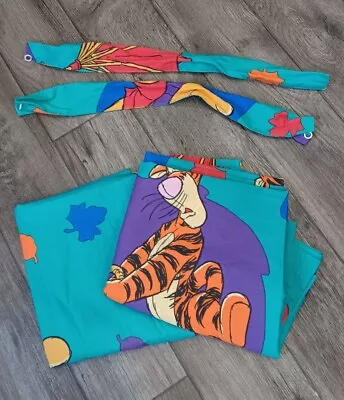 2 Disney Teal Winnie Pooh & Tigger Long Window Curtains W/ Tie Backs 80 X84  • $22.93